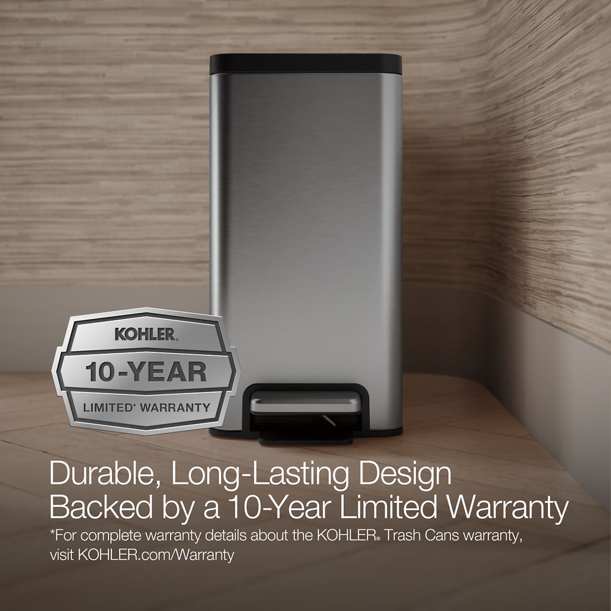 2.5-Gallon Slim Step Trash Can | K-20957 | KOHLER