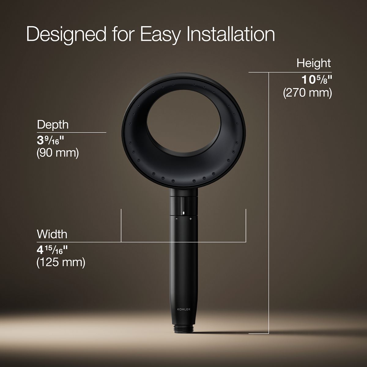 3/4 view of product with dimensions