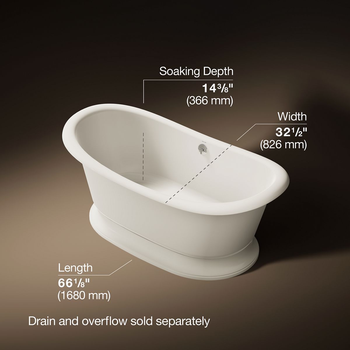 3/4 view of product with dimensions