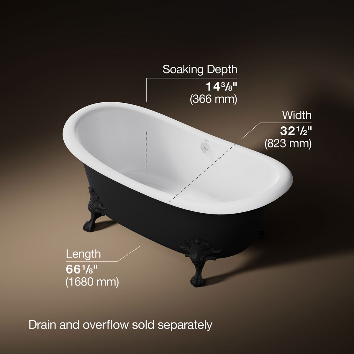 3/4 view of product with dimensions