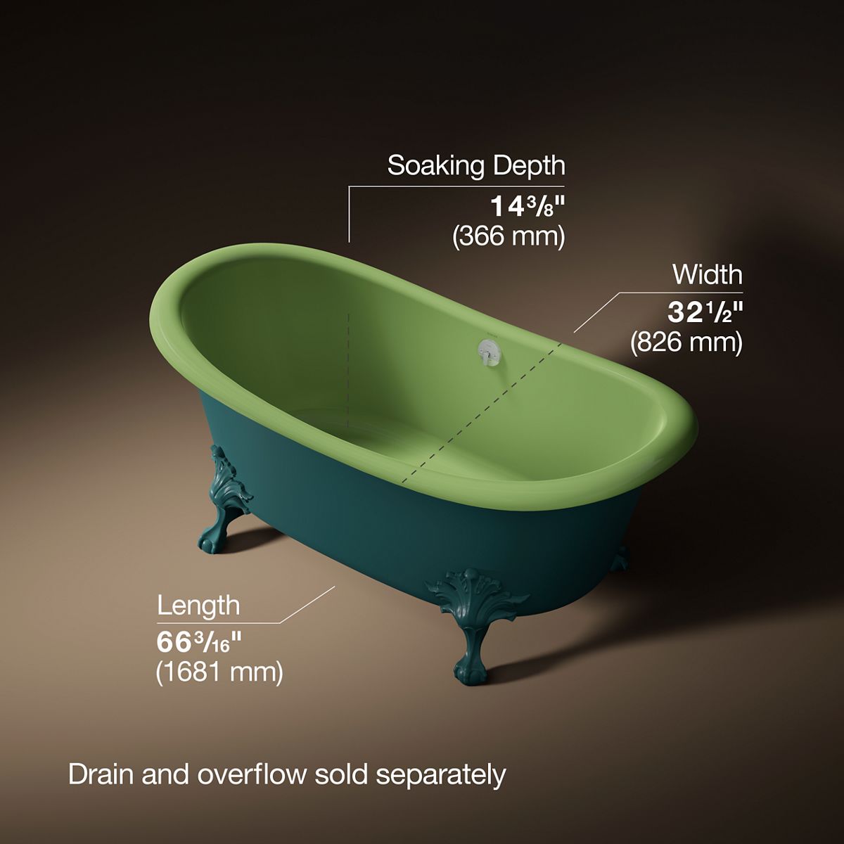 3/4 view of product with dimensions
