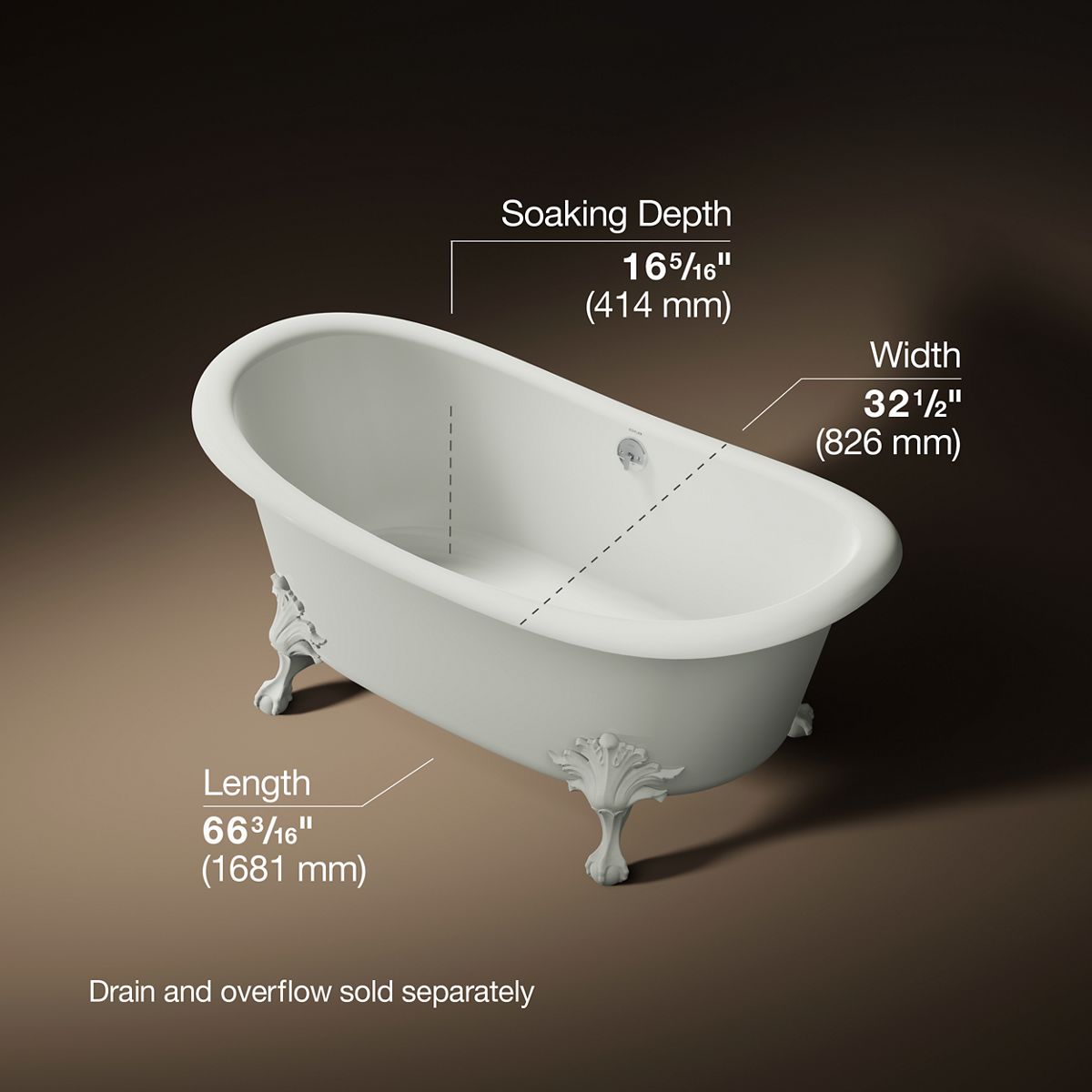 3/4 view of product with dimensions