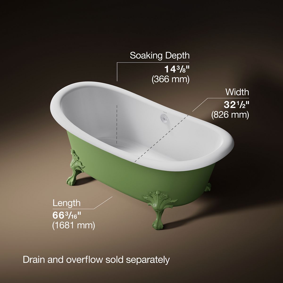 3/4 view of product with dimensions