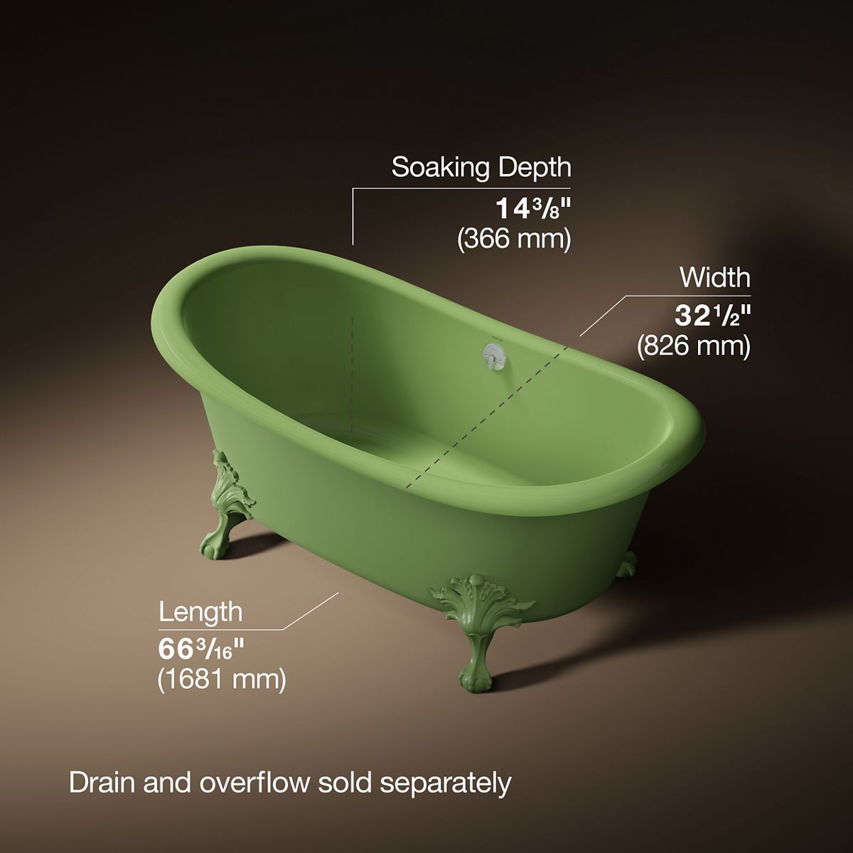 3/4 view of product with dimensions