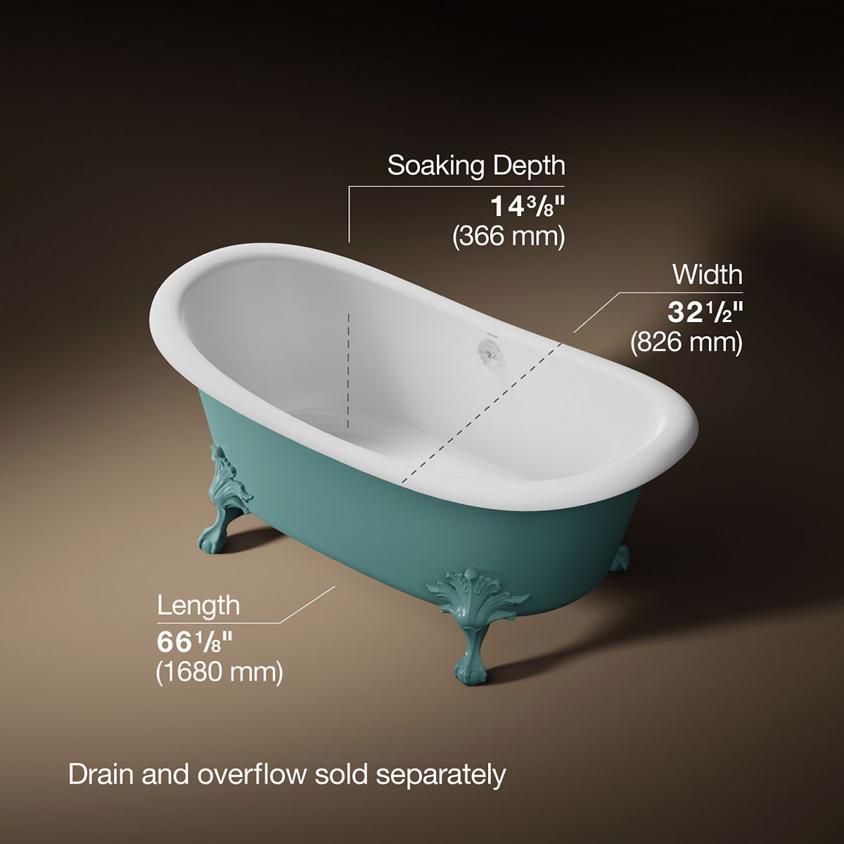 3/4 view of product with dimensions