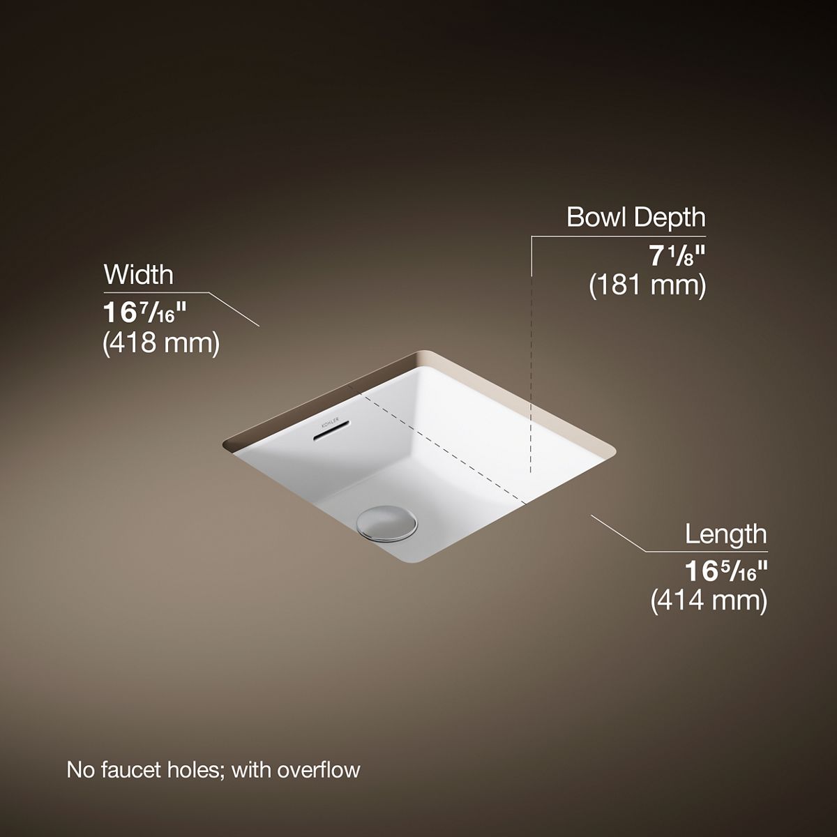 3/4 view of product with dimensions