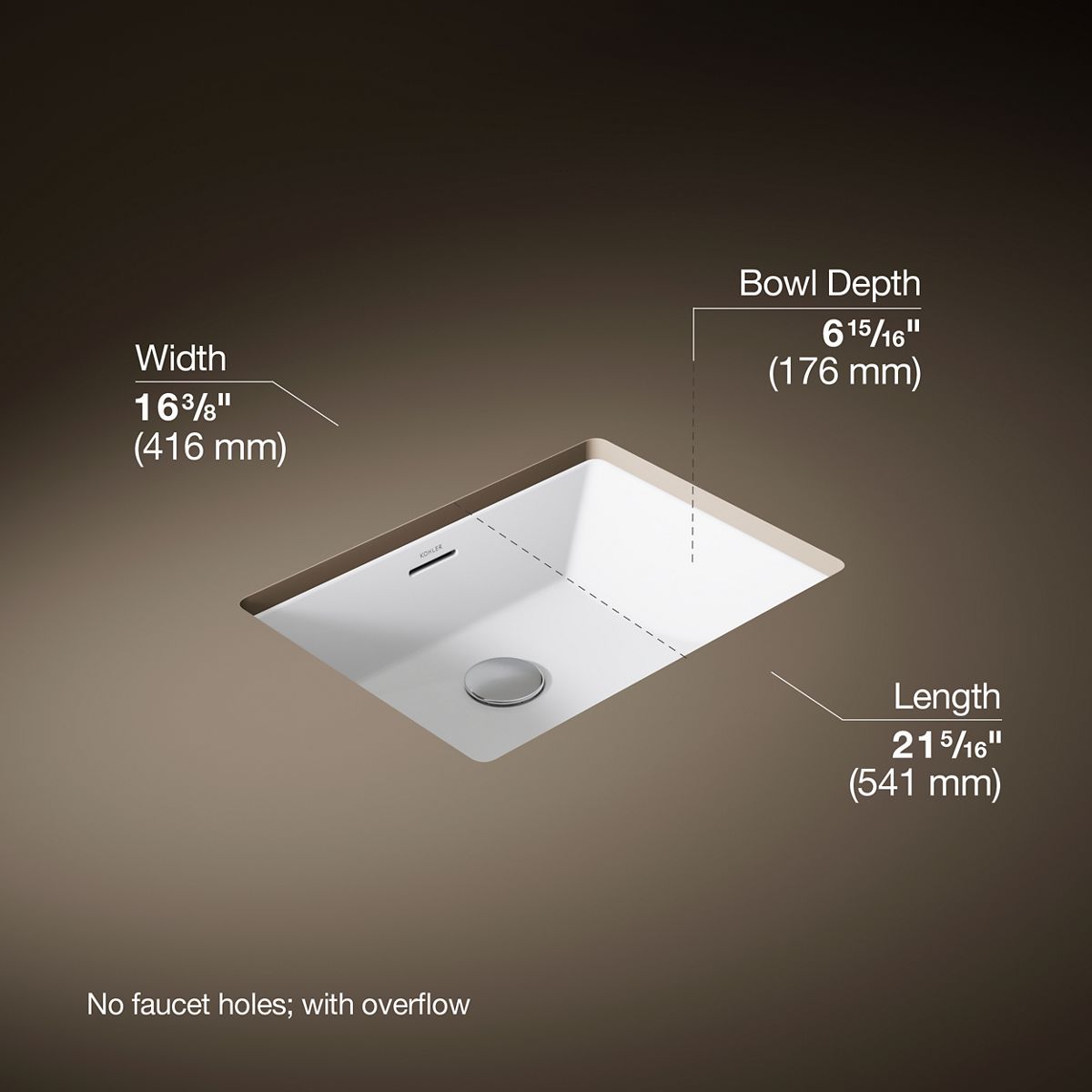 3/4 view of product with dimensions