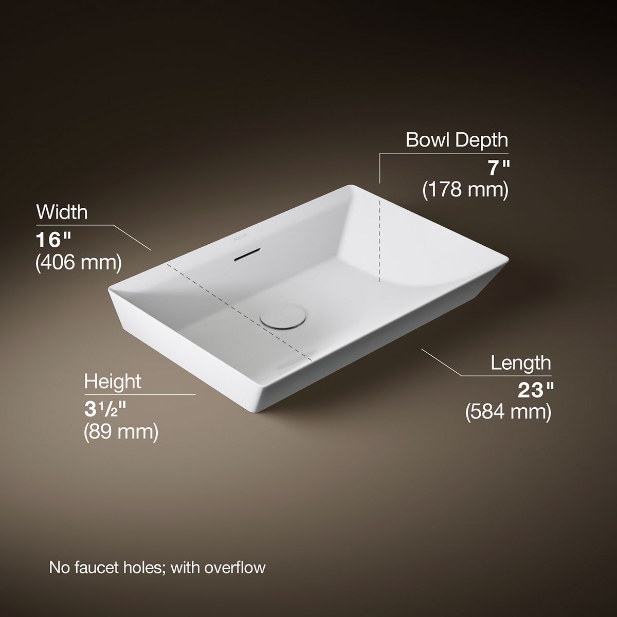 3/4 view of product with dimensions