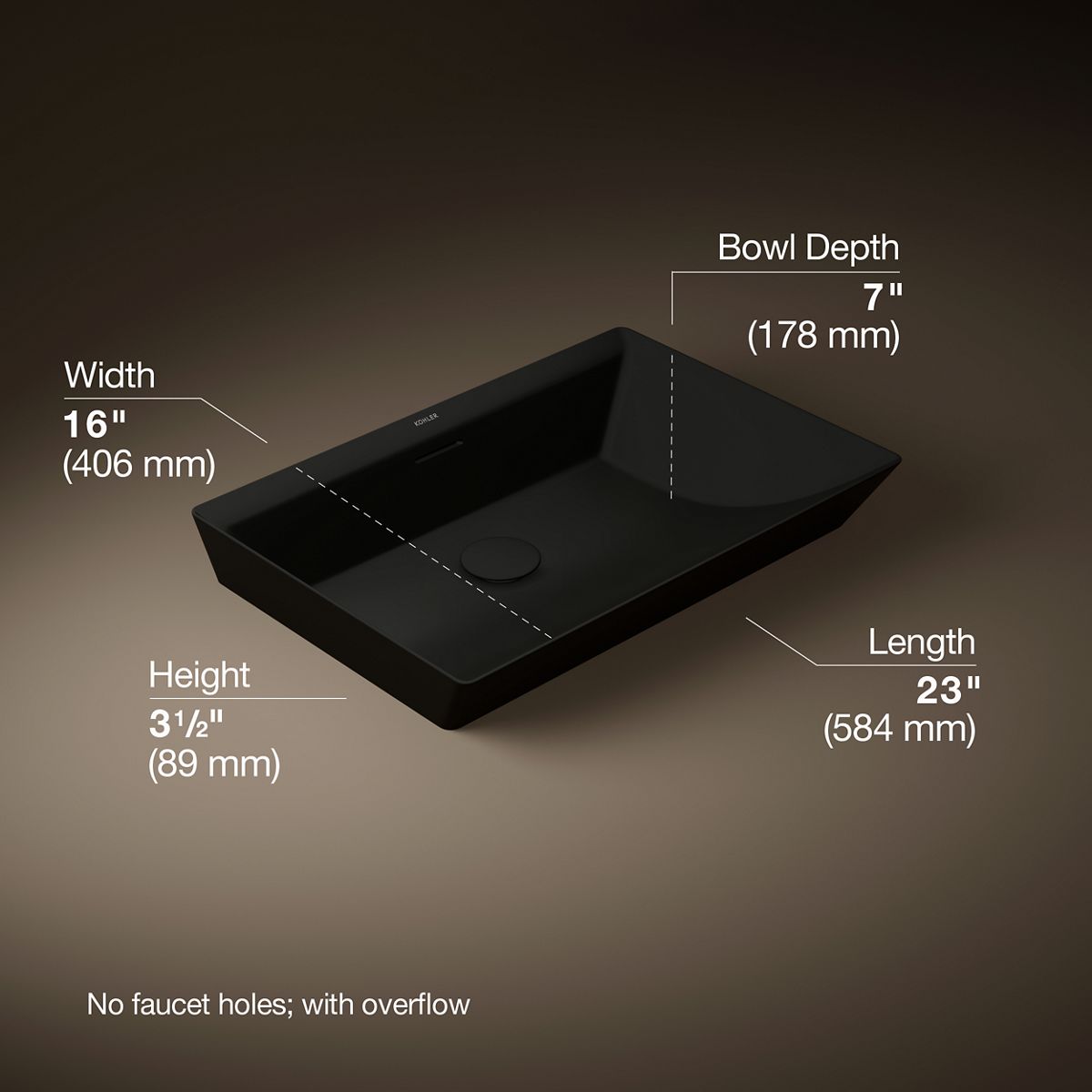 3/4 view of product with dimensions