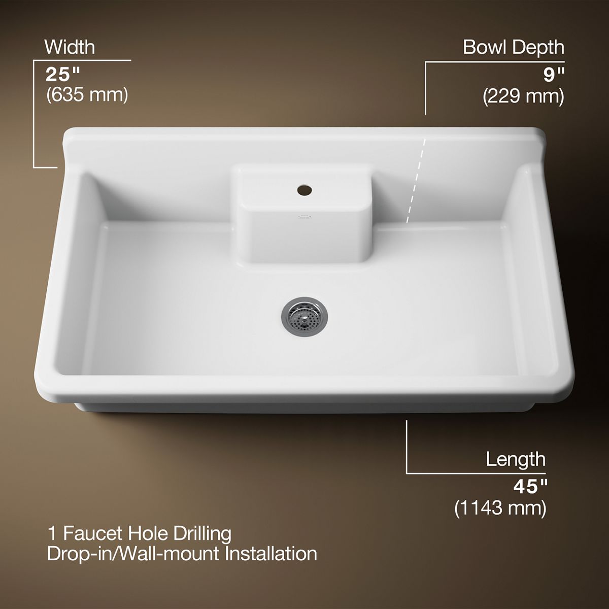 3/4 view of product with dimensions