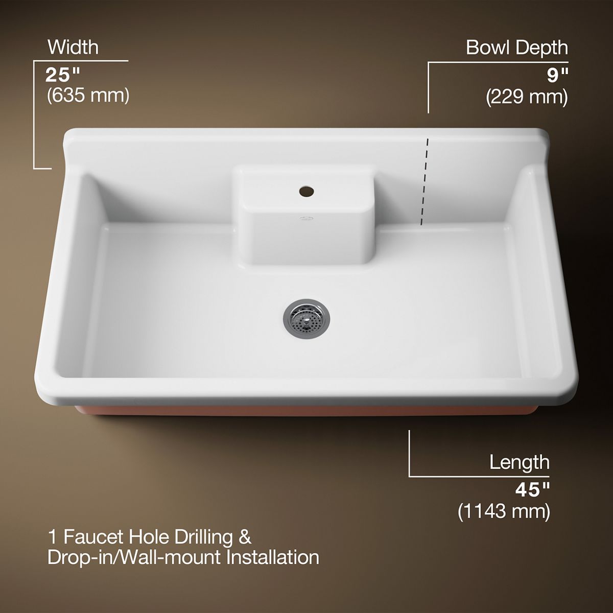 3/4 view of product with dimensions