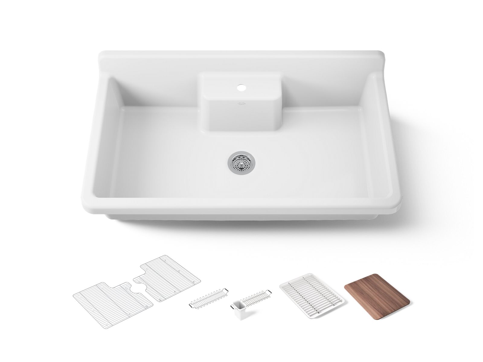 Farmstead 45" top-/wall-mount single-bowl workstation farmhouse kitchen sink