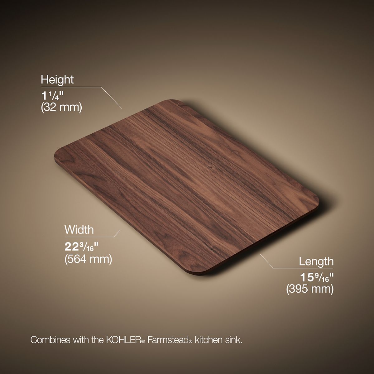 3/4 view of product with dimensions