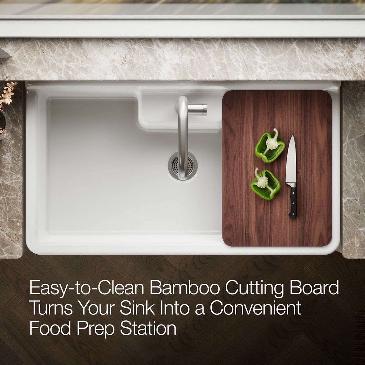 Products in use in overhead room view