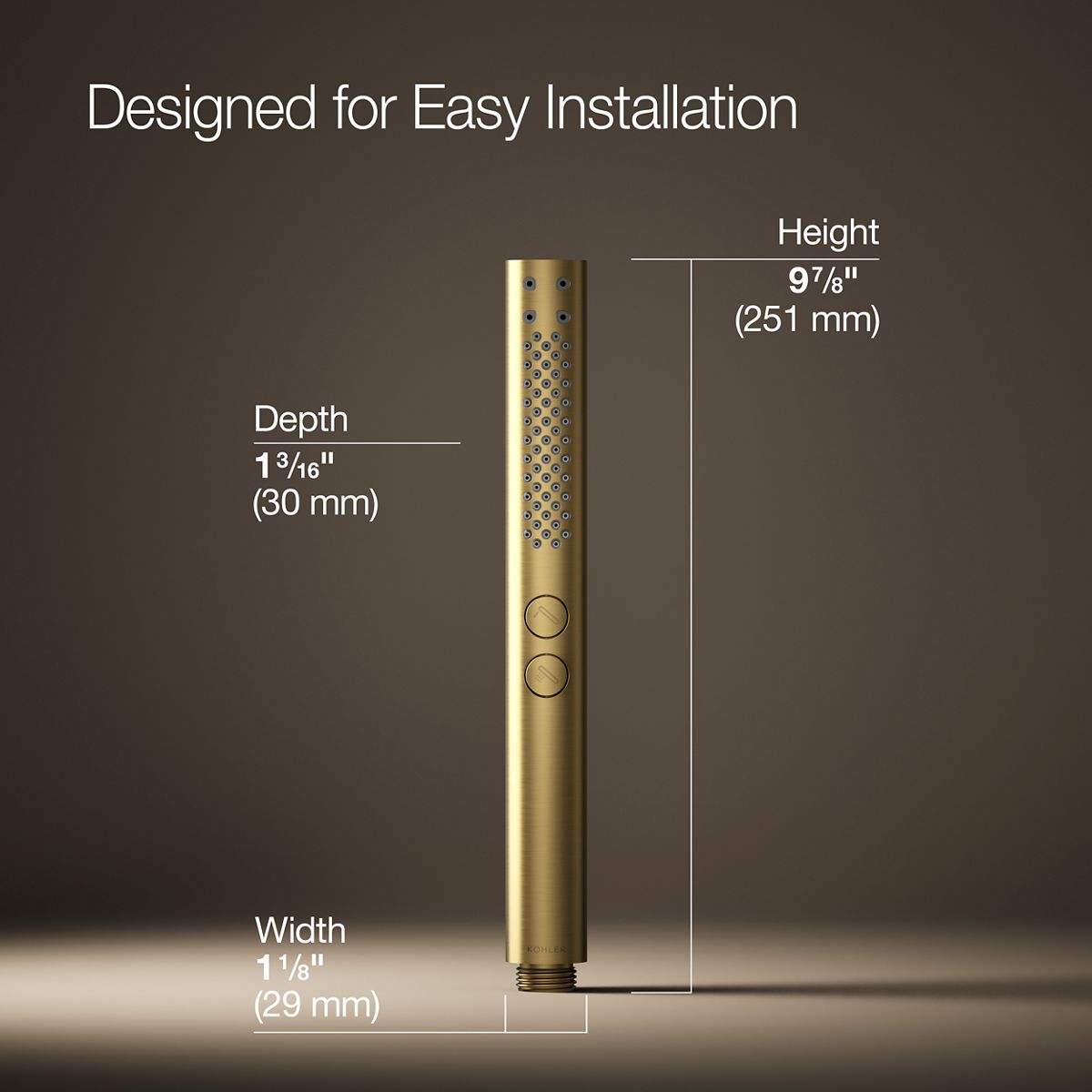 3/4 view of product with dimensions