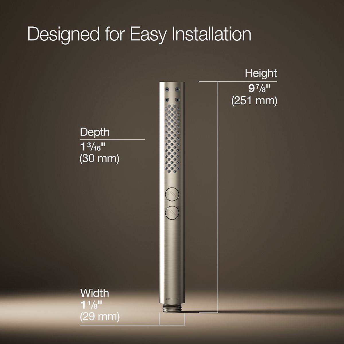3/4 view of product with dimensions