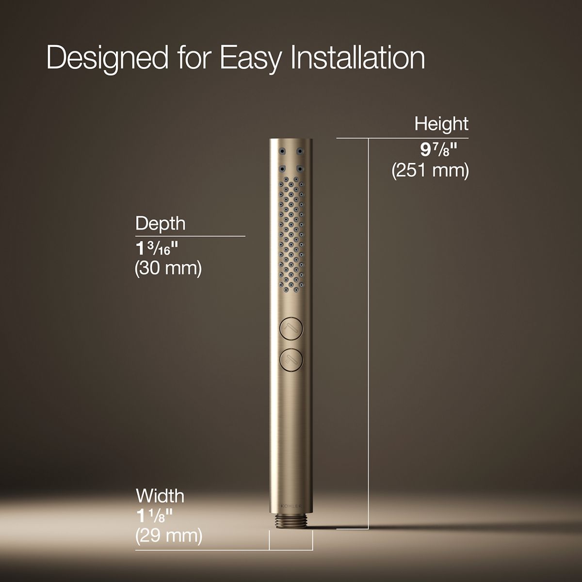 3/4 view of product with dimensions