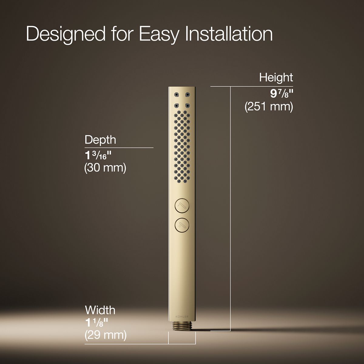 3/4 view of product with dimensions