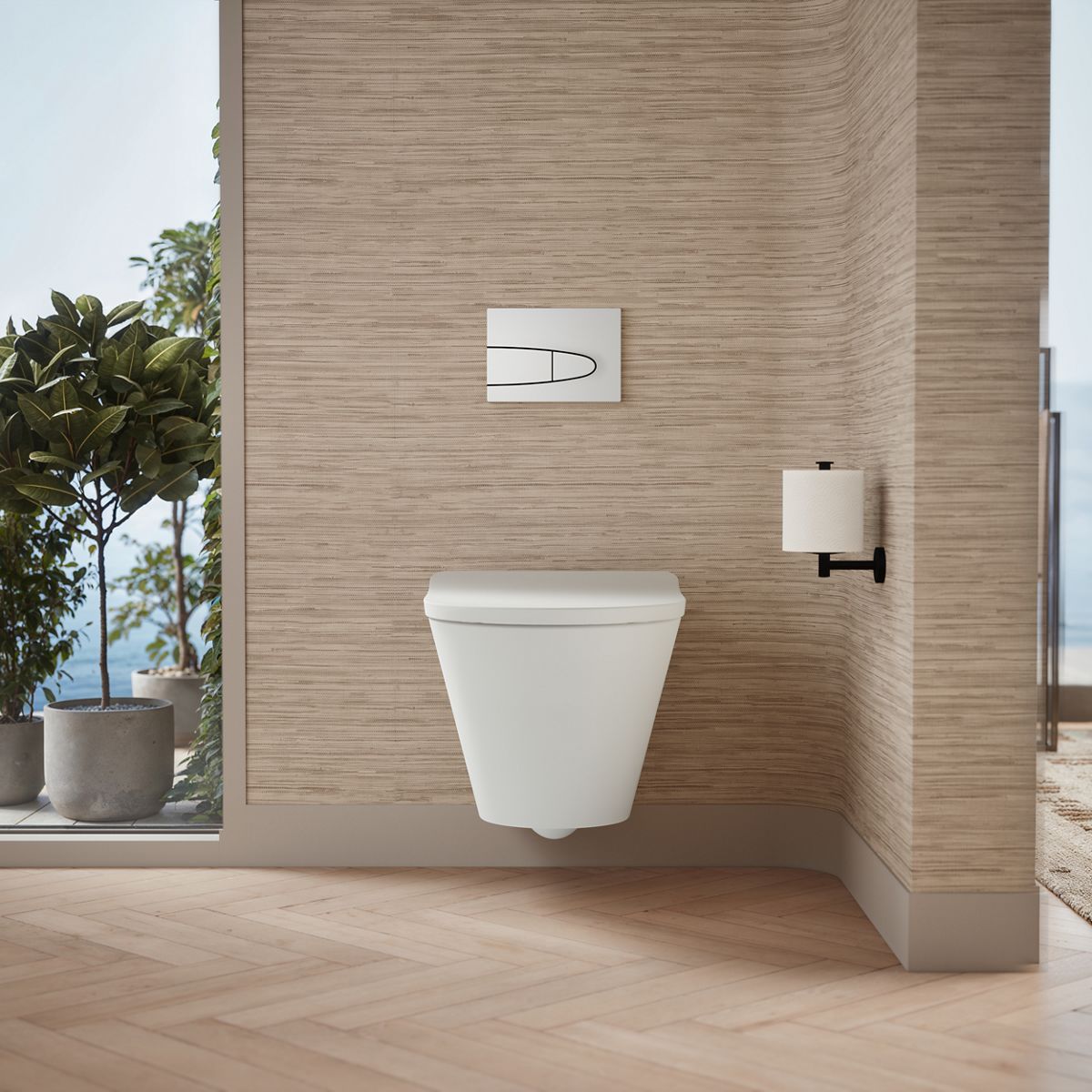 Up to 2 walls & multiple product categories visible, 1-point perspective