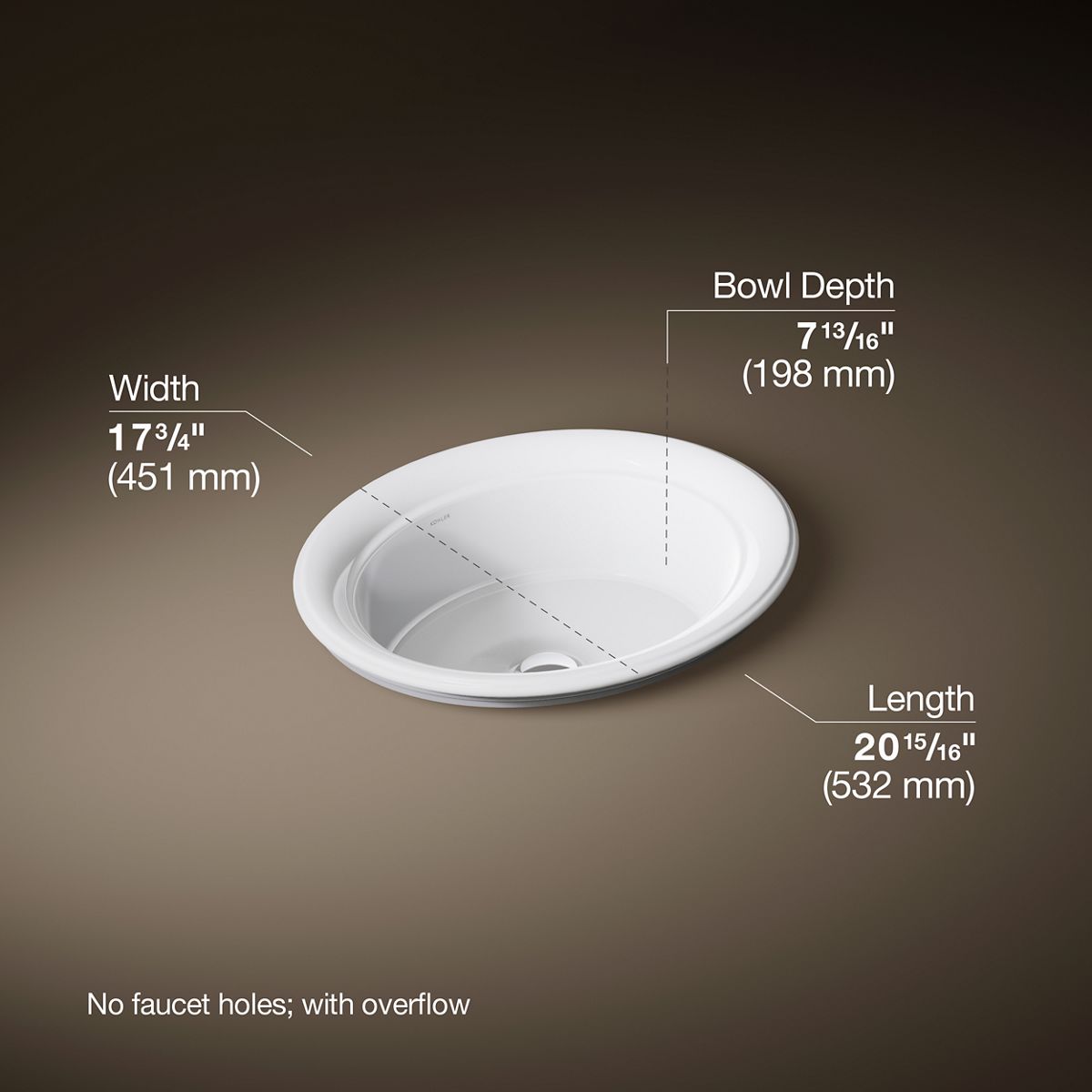 3/4 view of product with dimensions
