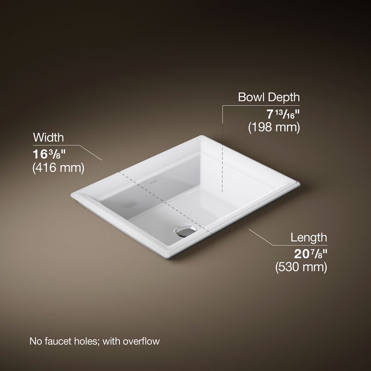 3/4 view of product with dimensions