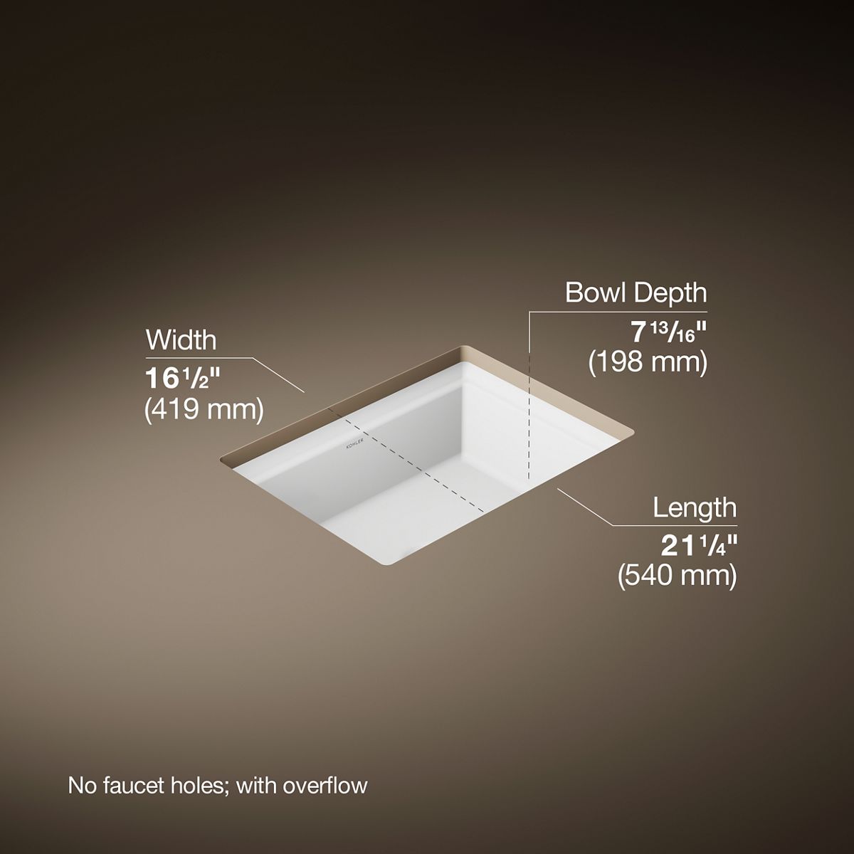 3/4 view of product with dimensions
