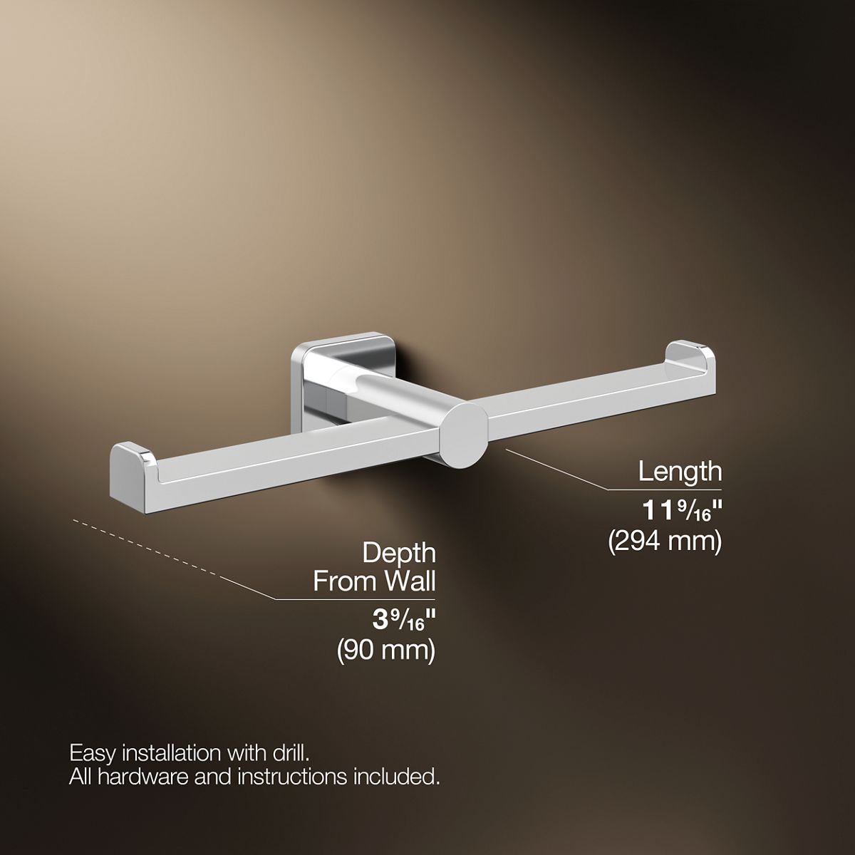 3/4 view of product with dimensions