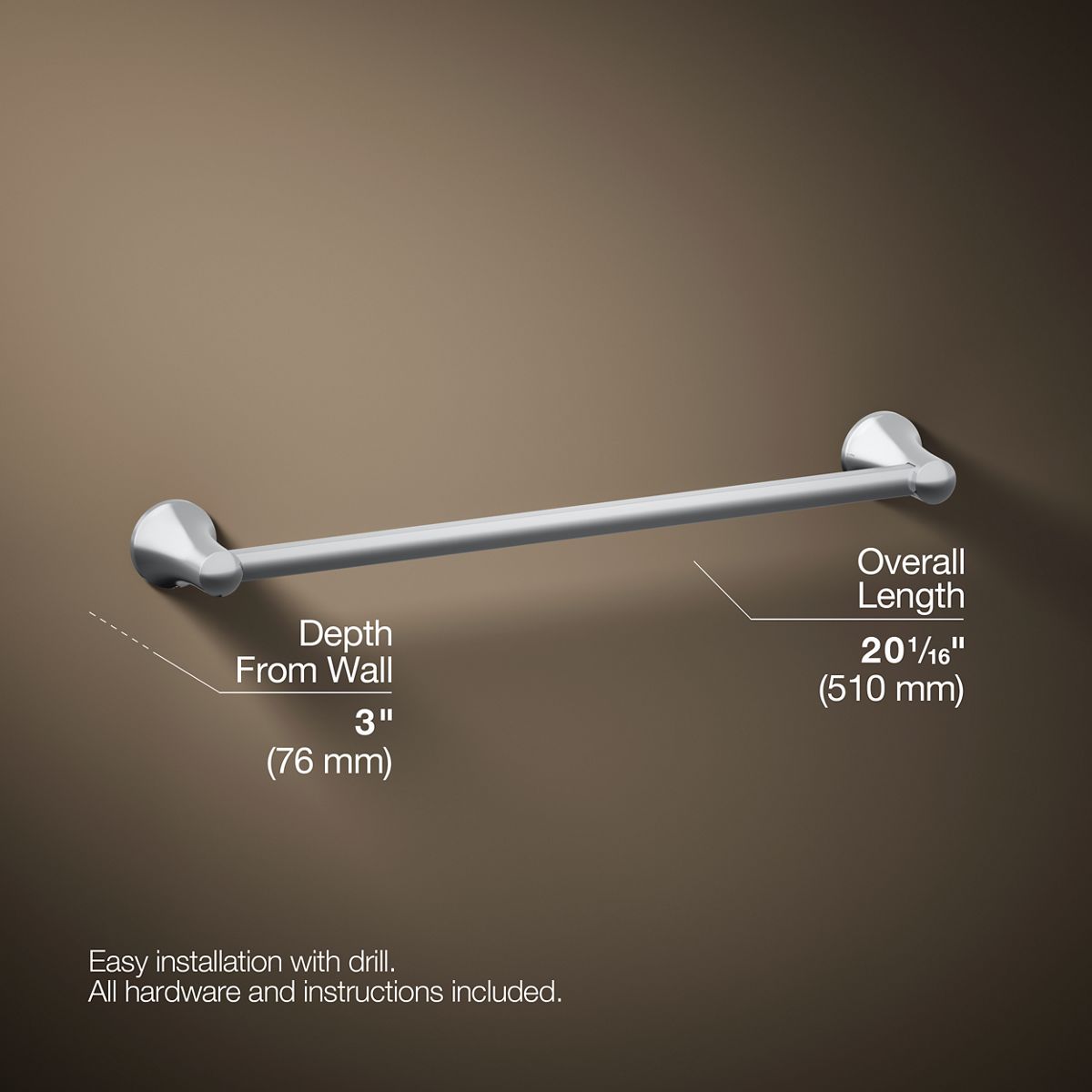 3/4 view of product with dimensions