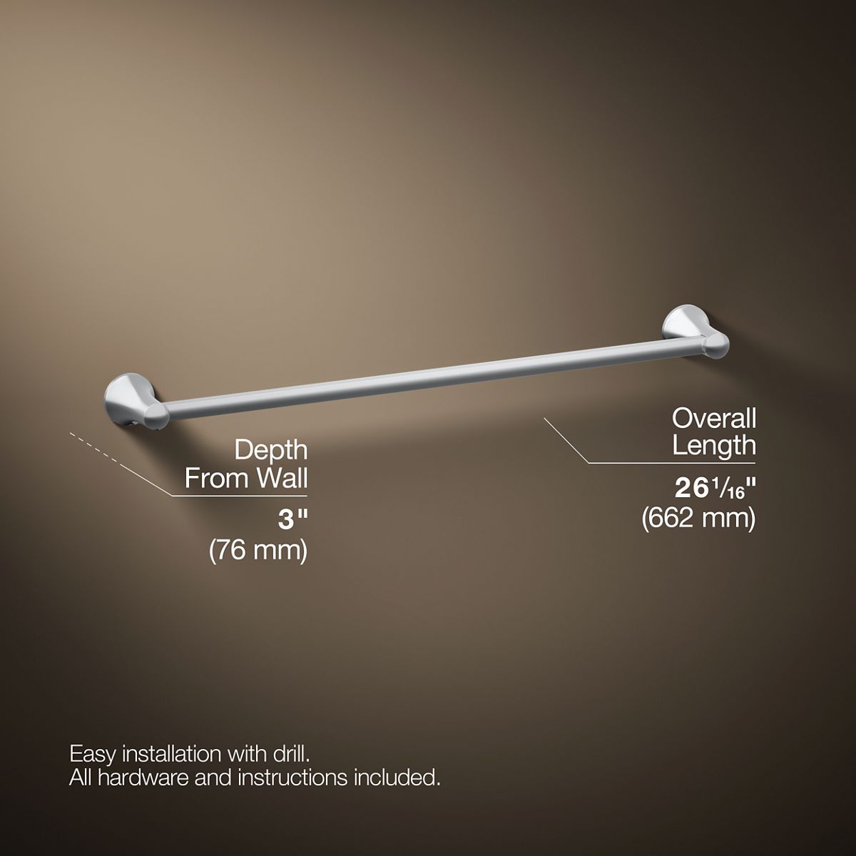 3/4 view of product with dimensions