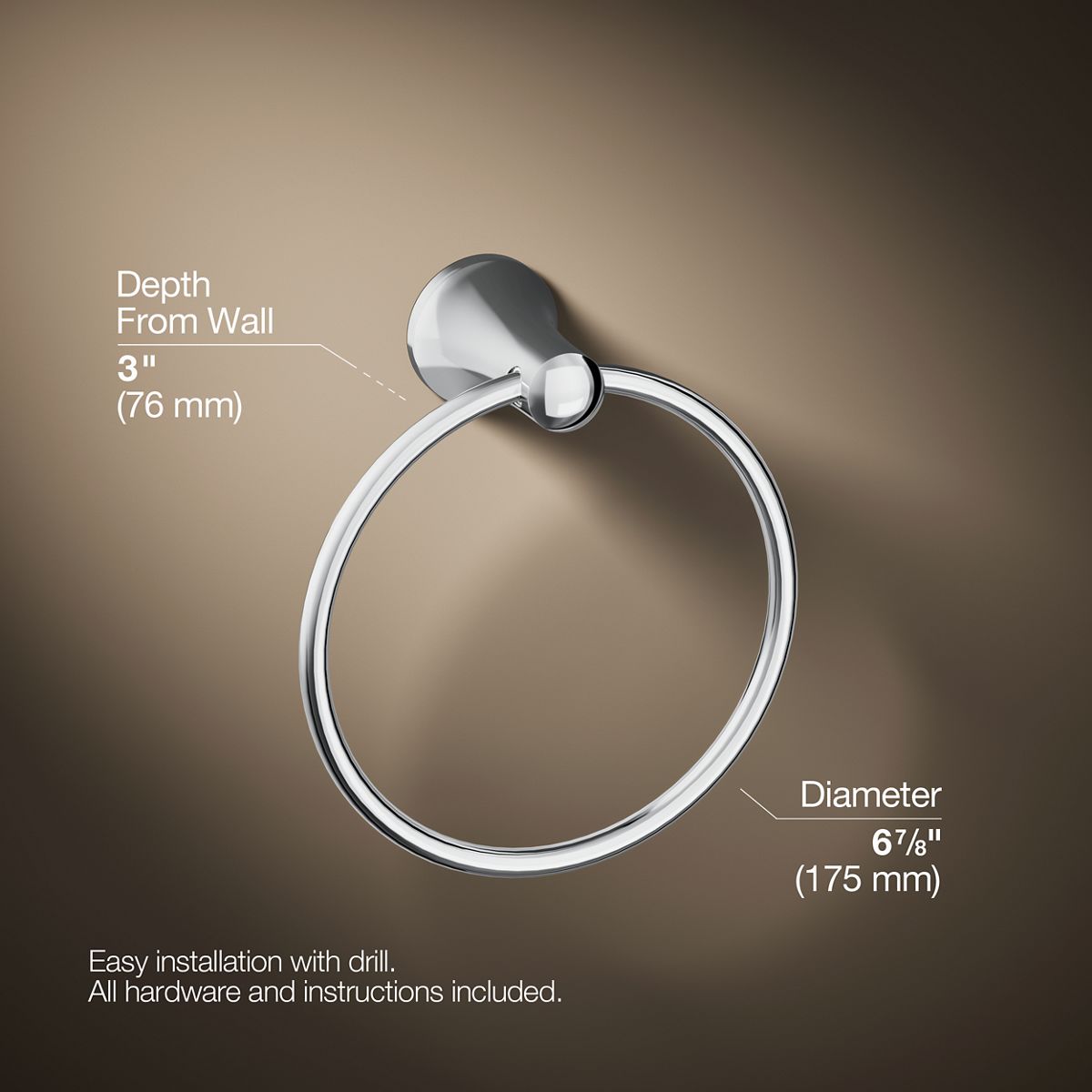 3/4 view of product with dimensions