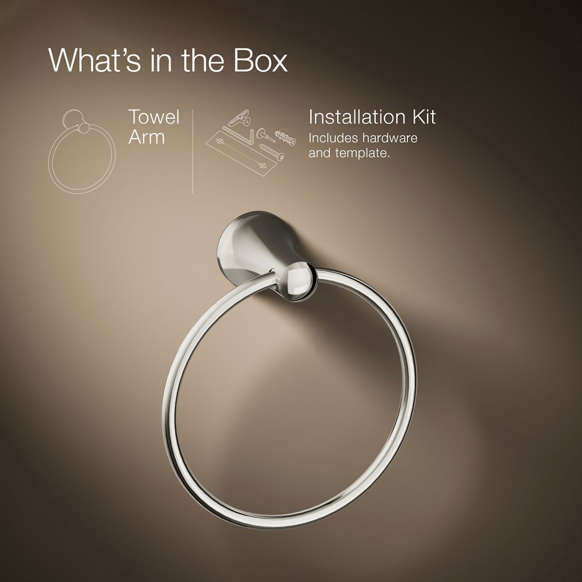 マル294、k10YG 、平甲丸、ジョイントスルー、リング、 KOHLER | K-21955 | Tempered Towel Ring