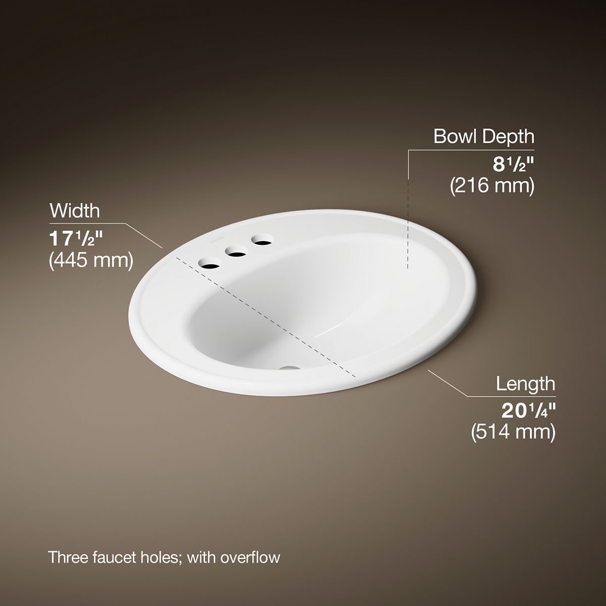 3/4 view of product with dimensions
