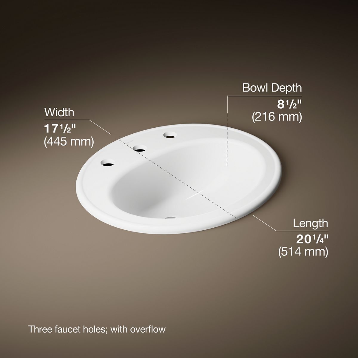 3/4 view of product with dimensions