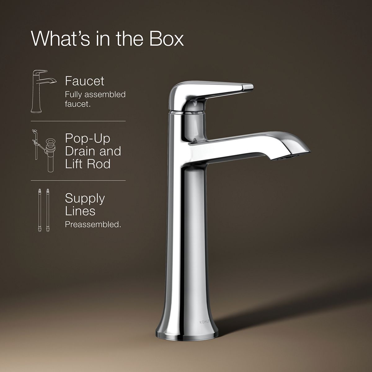 Tempered Tall Single-Handle Bathroom Sink Faucet | K-22023-4 | KOHLER