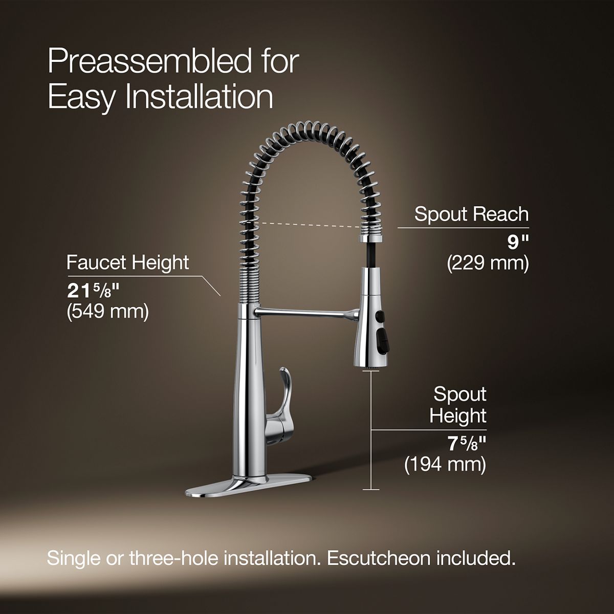 3/4 view of product with dimensions