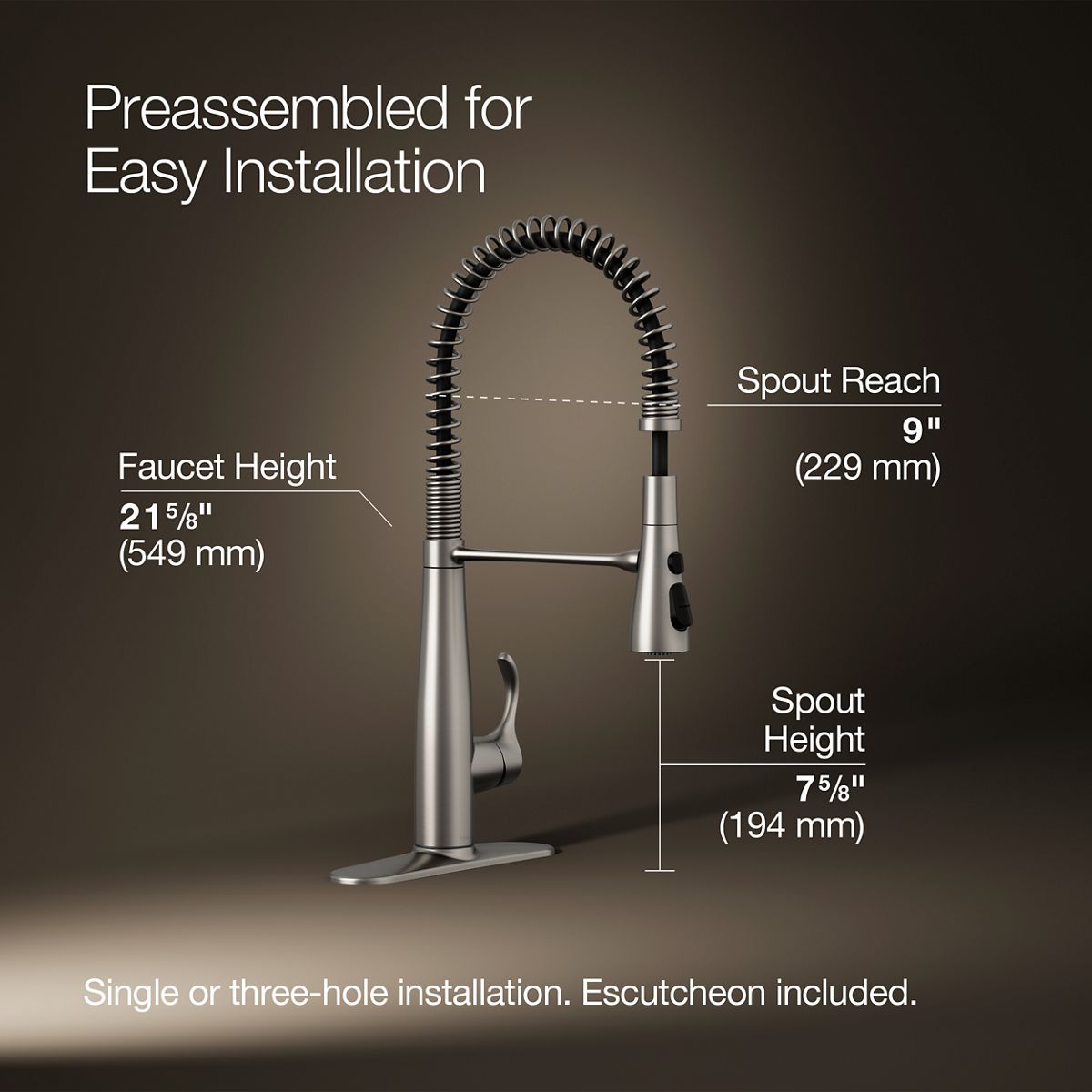 3/4 view of product with dimensions