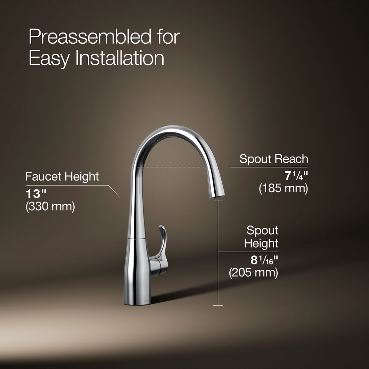 3/4 view of product with dimensions