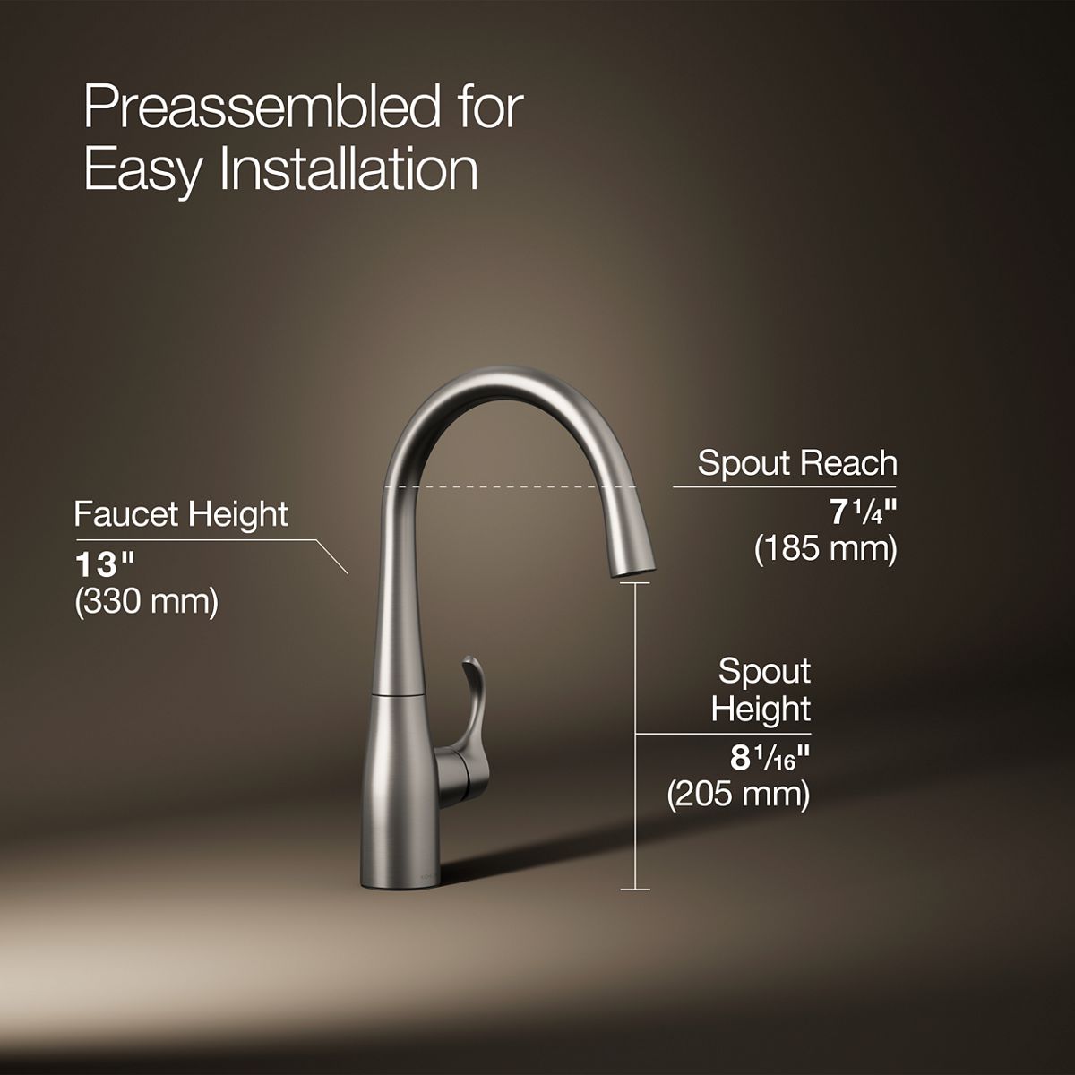 3/4 view of product with dimensions