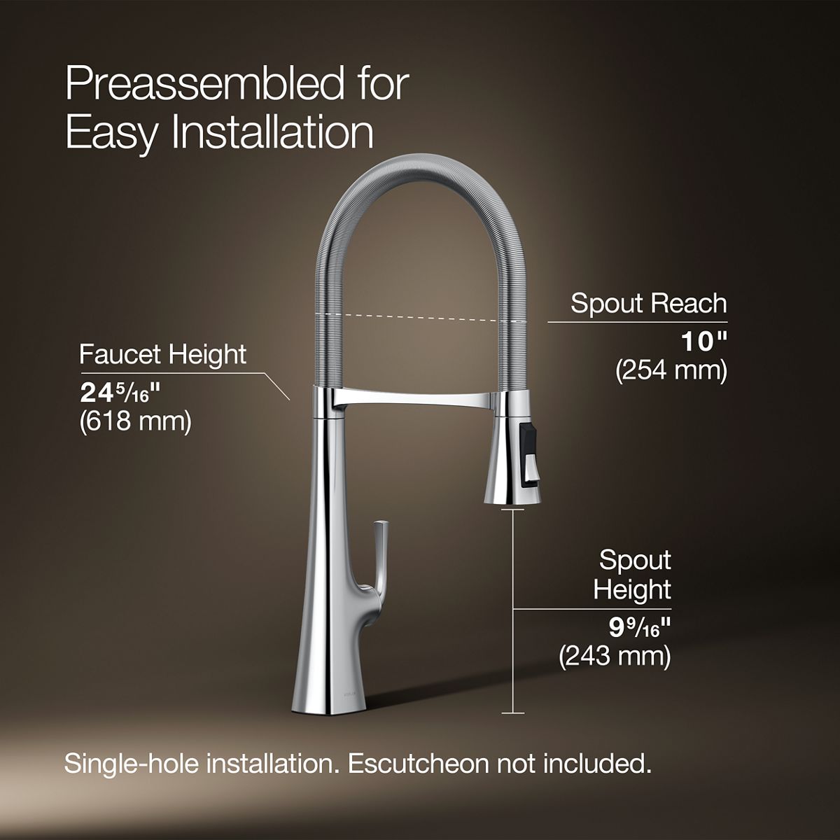 3/4 view of product with dimensions