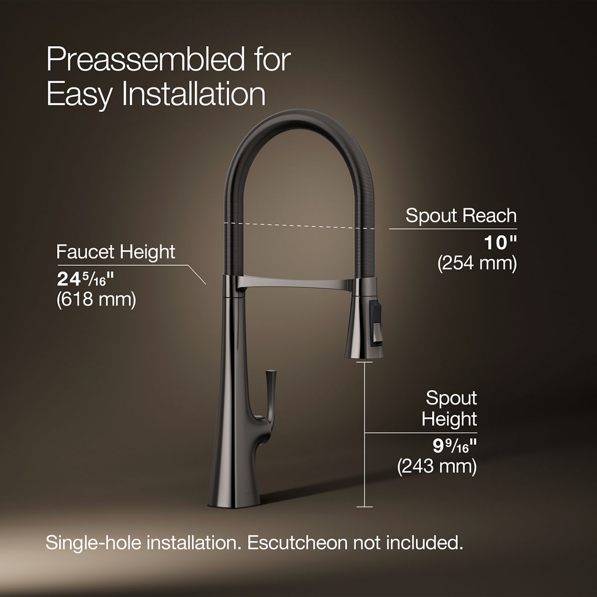 3/4 view of product with dimensions