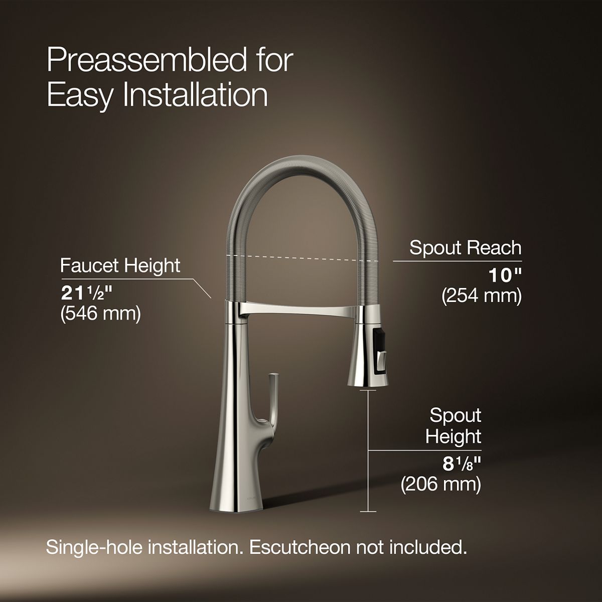 3/4 view of product with dimensions