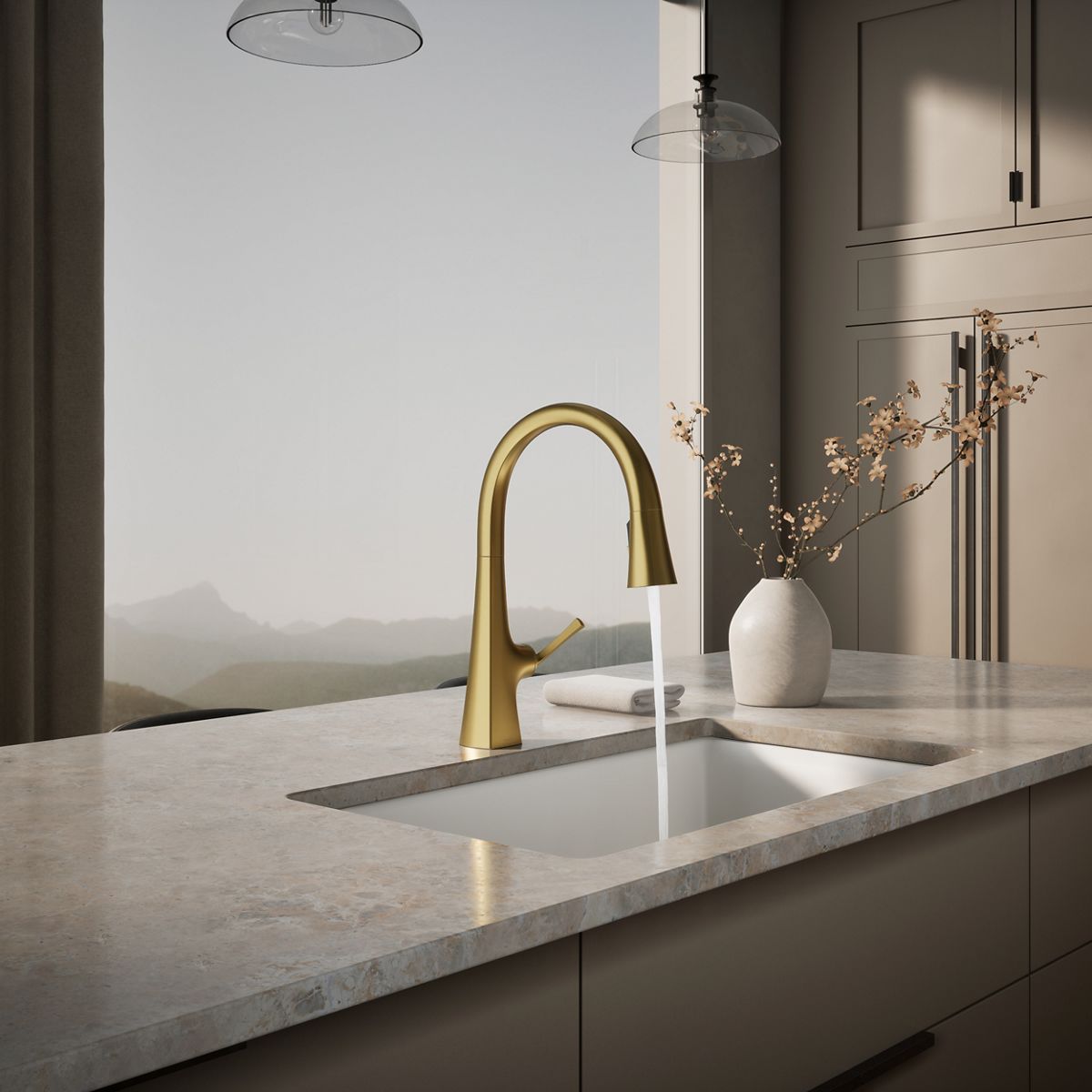 KOHLER | 22062 | Graze™| Pull-down kitchen sink faucet with three
