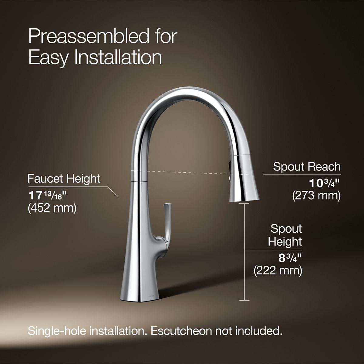 3/4 view of product with dimensions