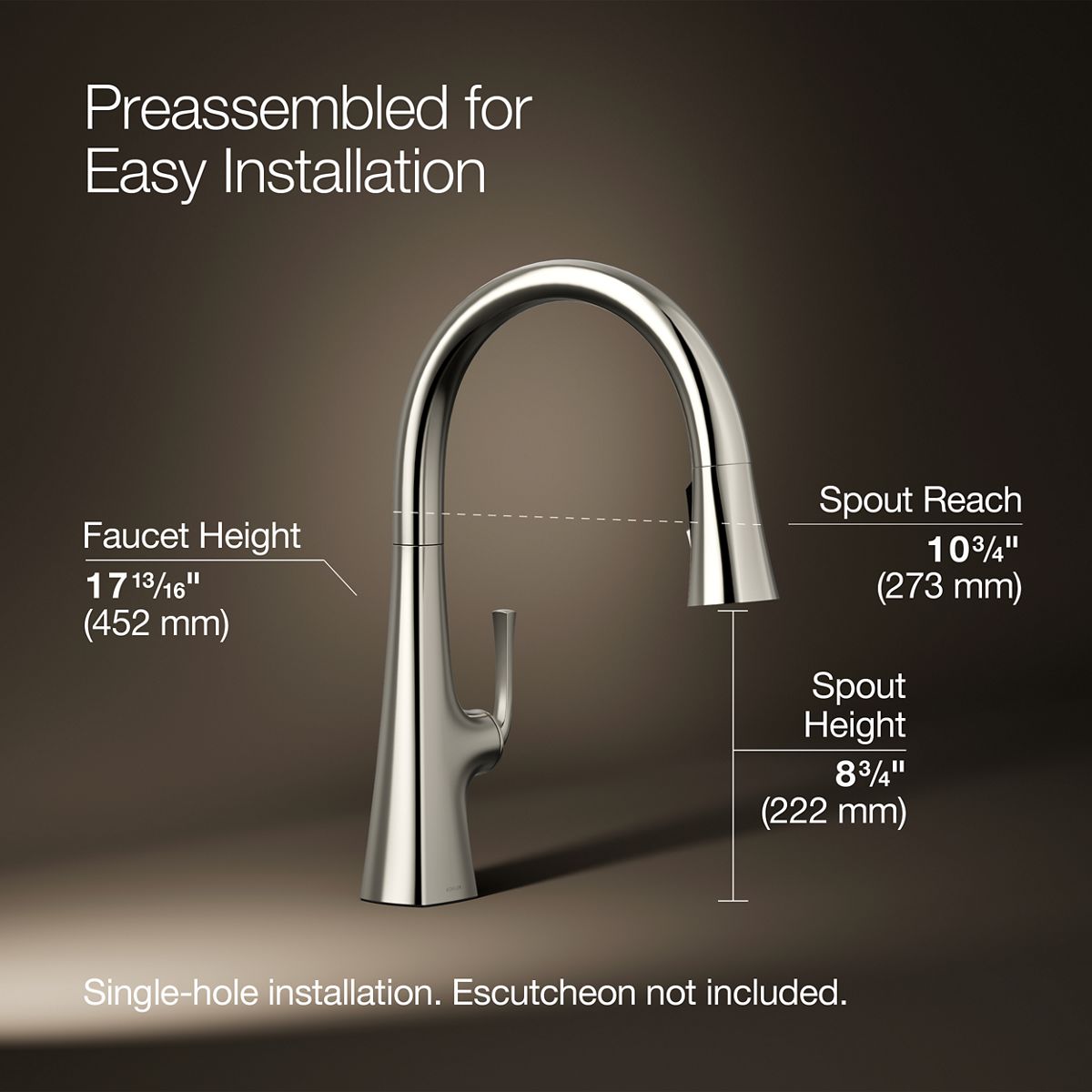 3/4 view of product with dimensions