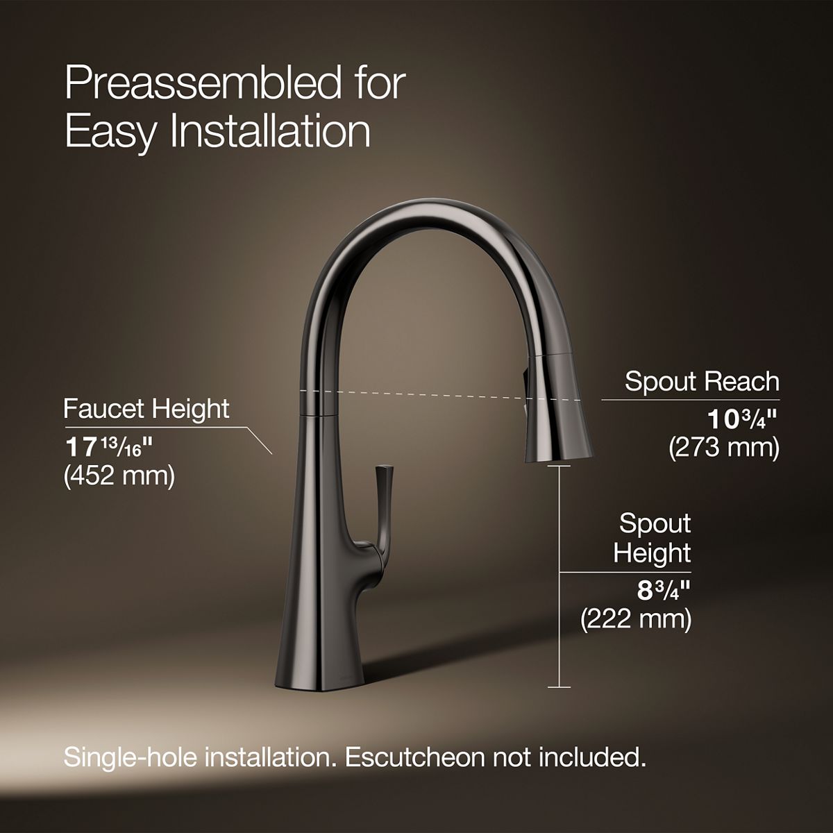 3/4 view of product with dimensions