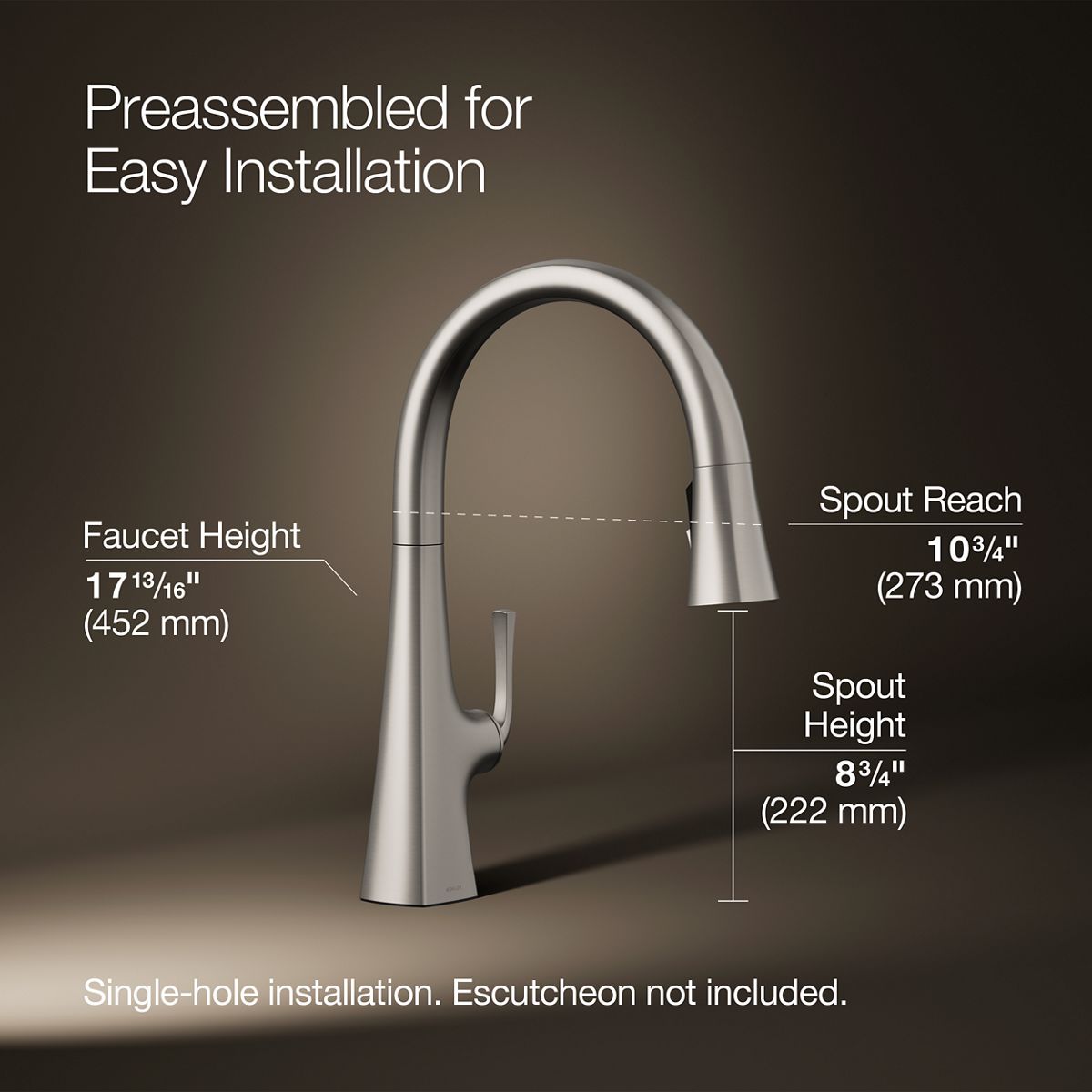 3/4 view of product with dimensions