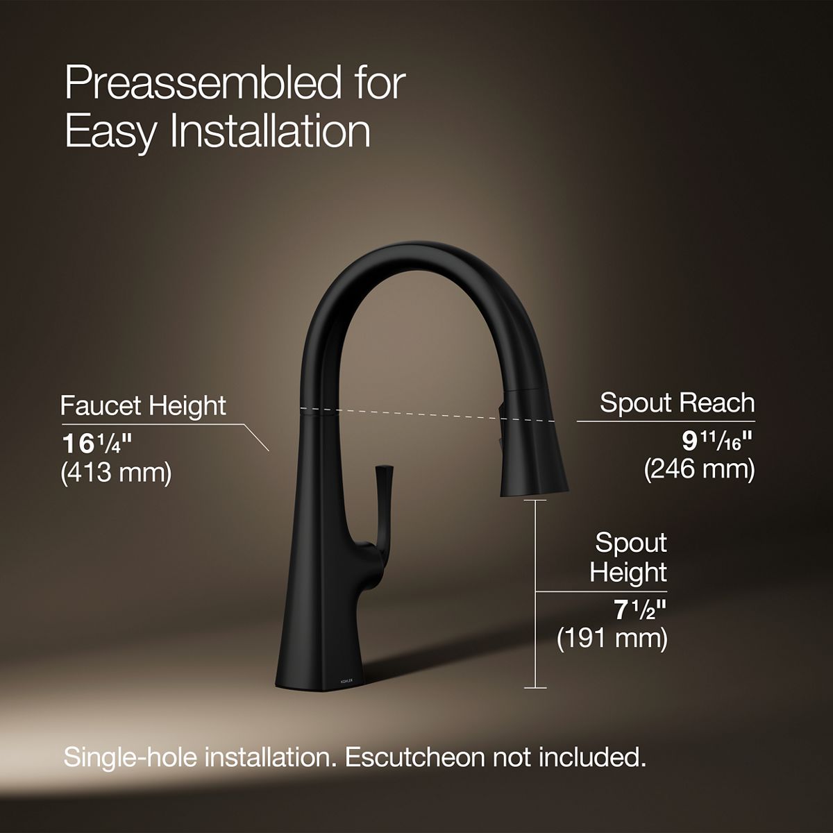 3/4 view of product with dimensions