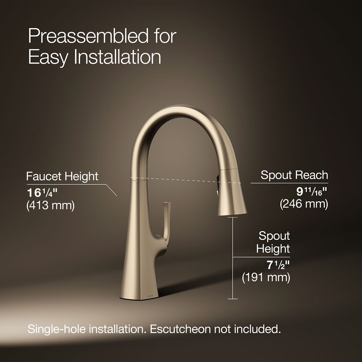 3/4 view of product with dimensions