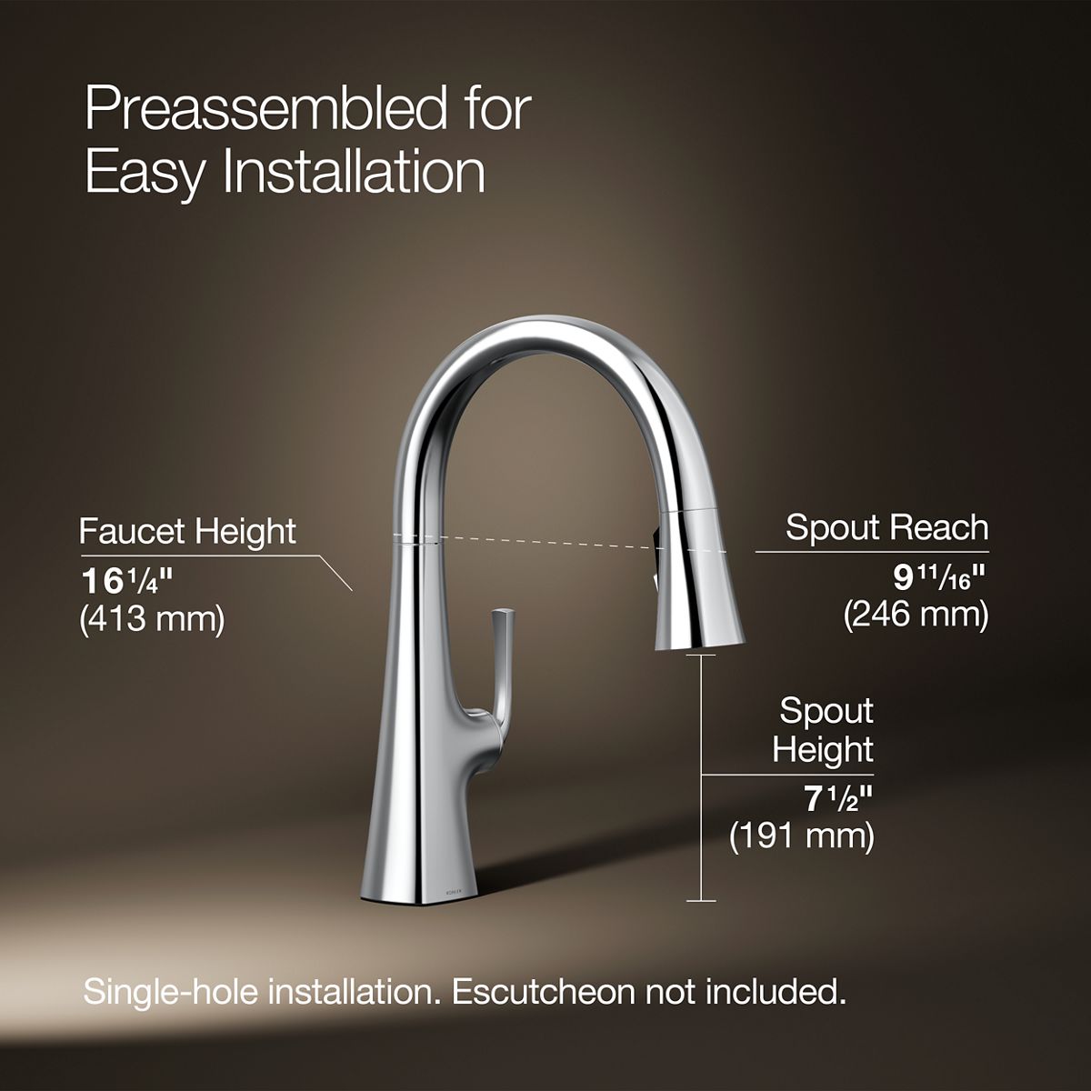 3/4 view of product with dimensions