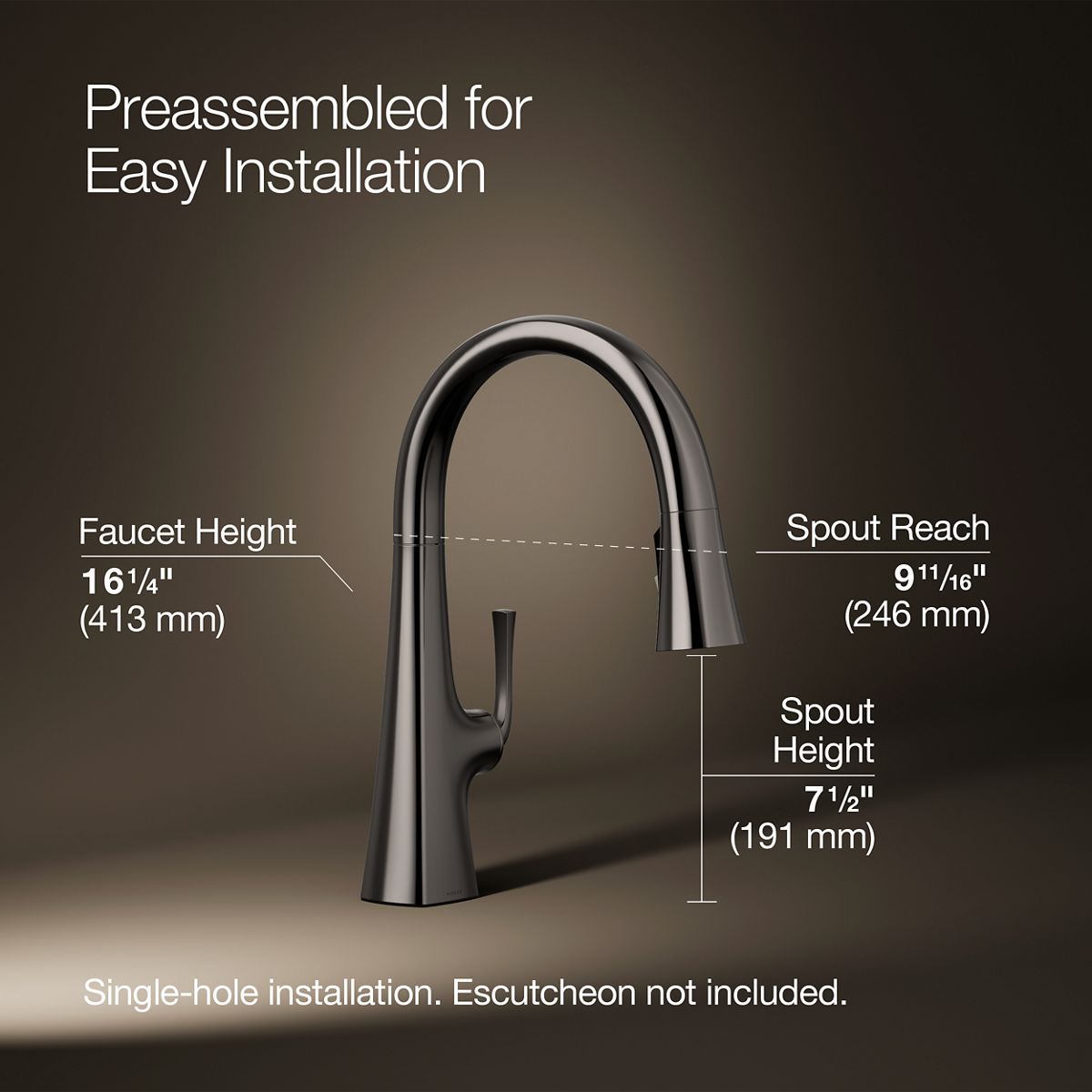 3/4 view of product with dimensions